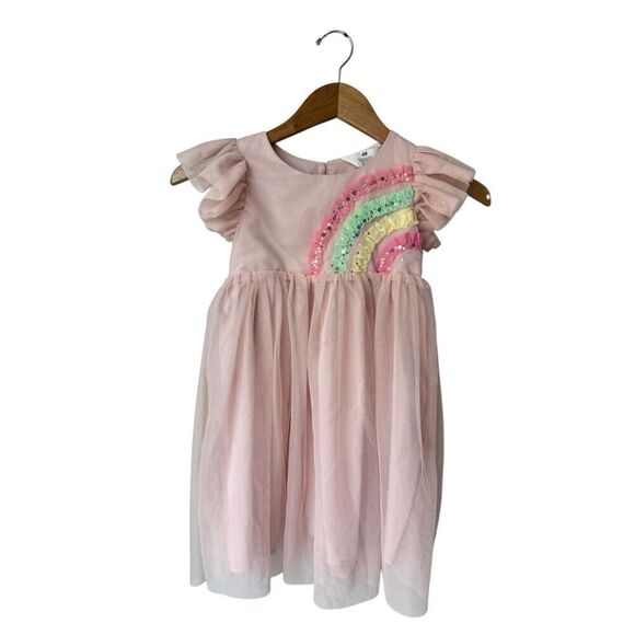 H&M Appliquéd Tulle Dress In Powder pink/rainbow - Picture 5 of 12